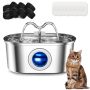Cat Water Fountain Stainless Steel 108OZ/3.2L Automatic Pet Water Fountain Dog Water Dispenser With Water Level Window And Ultra-quiet Pump For Cats