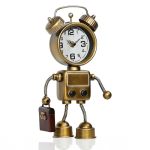 Ayrely Industrial Steampunk Robot Table Clock Battery Operated Metal Desk&shelf Clock Retro Mechanical Decorative Clock For Home