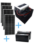 ADH140C Solar Off Grid -f.star 3KW Hybrid INVERTER.2X100AH Lithium Batt. 4X100W S. Panels.+cabinet