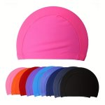 1PC Solid Color Swimming Cap For Adult Nylon Elastic Comfortable Swimming Cap Non-slip Swimming Pool Cap Unisex