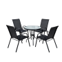 5-PCS Black Steel & Glass Outdoor Patio Dining Set