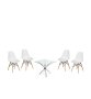 Efurn- 5PC Emma Dining Set With Square Glass Top Table White