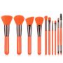 Everglitz Fluorescent Series 10 Piece Cosmetic Brush Set Neon Orange