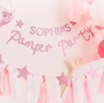 Sleepover Pamper Party - Customisable Pink Glitter Bunting