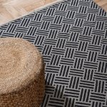 Handwoven Jacquard Rug 120 X 180CM - Herringbone - Black