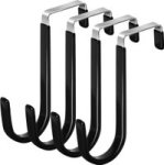 Strong Steel Kitchen Bathroom Over Door Hanging Utility HOOKS-4PC - Black