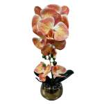 Orange Orchid In Gold Pot 43CM