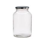 1 Litre Clear Glass Catering Jar With Black Metal Lid 82MM Twist