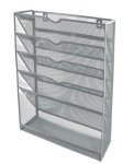 M740 Wire Mesh Wall File Organizer Document Storage Compartments - Silver