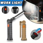 1PC LED Cob Work Light With Magnetic Base & Hanging Hook Outdoor Flashlight USB Rechargeable Handheld Torch 360 Rotatable For Ru
