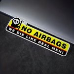 Caution No Airbags Funny Car Sticker Decal Vehicle Safety Warning Rule Sticker Sun Visor Window Graphic Bumper Waterproof Car St