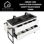 Urban 1200 White Floor Standing Vanity Black Basin - 1200M