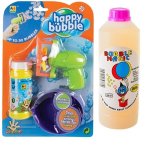 MINI Green Bubble Gun & Bubble Liquid Refill Container 1L Combo