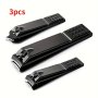 3PCS Stainless Steel Nail Clipper Set With File - Precision Fingernail & Toenail Trimmer Odorless Manicure Tools