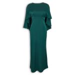 Emerald Satin Cape Dress