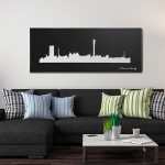 Johannesburg Skyline Wall Art Black White - White