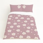 Kids Duvet Set Dark Dusty Pink Field Of Daisy