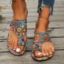 2024 New Bohemian Beach Fashion Women's Floral Slip-On Sandals - Summer Footwear With Random Print Toe Strap And PU Sole