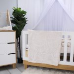 Fleece Blanket Beige And White Leaf Neutral