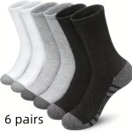 6 Pairs Of Men's Sports Socks Basketball Crew Socks Autumn And Winter Men's White Long Socks