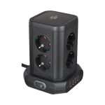 Brennenstuhl Socket Tower 8-FOLD 4 X USB 2M Black 1153560000