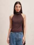 Millie High Neck Cape Top - 16 Chocolate