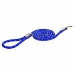 Rogz Rope Large 12MM Fixed Dog Rope Lead Blue Reflective Waggs Pet Shop