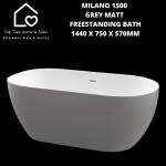 Milano 1500 Grey Matt Freestanding Bath - 1440 X 750 X 570MM