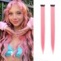 2 Pcs Colored Hair Extensions Clip Straight Party Highlights Colorful Hair Extensions For Women Hair Accessories For Music Festival
