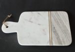 Brown & White Chopping Board – Brass Insert – 41X23CM