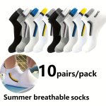10 20 30 Pairs Of Men's Simple Stripe Pattern Liner Anklets Socks Comfy Breathable Soft Sweat Absorbent Socks For Men's Outdoor