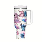 Stitch 40OZ Stainless Steel Tumbler With Handle And Straw - Insulated Travel Mug For Hot And Cold Beverages Bpa-free Perfect Gif