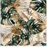 Golden Green Tropical Leaves Art Canvas Print 1200 X 1200