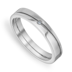 Stainless Steel Cubic Zirconia Solitaire Mens Skinny Ring