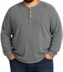 Mens Ls Henley Tee Black - 8XL Black
