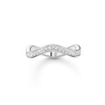 Silver Cubic Zirconia Narrow Wave Ring - 56
