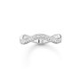 Silver Cubic Zirconia Narrow Wave Ring - 56