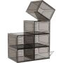 6 Pieces Stackable Shoe Storage Boxes Plastic Box With Front Magnetic Door