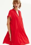 Crinkled Tunic Dress - Red