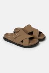 Cross Strap Slide Sandals - 8 Taupe