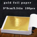 500PCS Golden Foil Paper Imitation Golden Silver Leaf Foil Paper For Gilding Art Craft Decoration 3.5 By 8.89 Cm