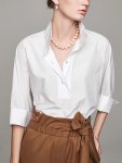 Solid Color Button Front Blouse Elegant Long Sleeve Blouse For Spring & Fall Women's Clothing