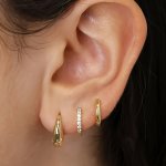 3 Pairs C Shaped Earrings Minimalist Hoop Earrings Rhinestone Decor Earrings For Party Holiday Wear