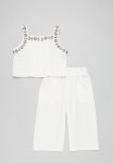 PoP Candy Button Down Top And Pant Set - White