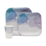 Disposable Dinner Set 60PC Purple Watercolour B