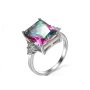 Vsoruln 925 Sterling Silver Colorful Zircon Fashion Natural Topaz Ring Square Perfect Cut Rainbow Topaz Gemstone Promise Rings Cz Eternity Engagement