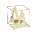 Tealightholder Iron 8X8X8.5CM Champagne Gold Tree