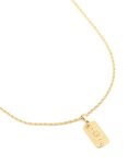 Waterproof Gold Plated Stainless Steel Cubic Zirconia Celestial Etched Tab Necklace