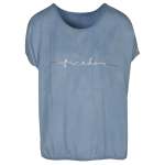 2-TEXTURED Lurex Trim Freedom Print Top - Blue Free