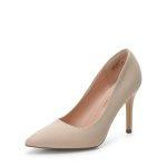 Dream Pairs Women's Closed Toe High Heels Dress Pointed Toe Wedding Pump Shoes Size 10 Nude suede